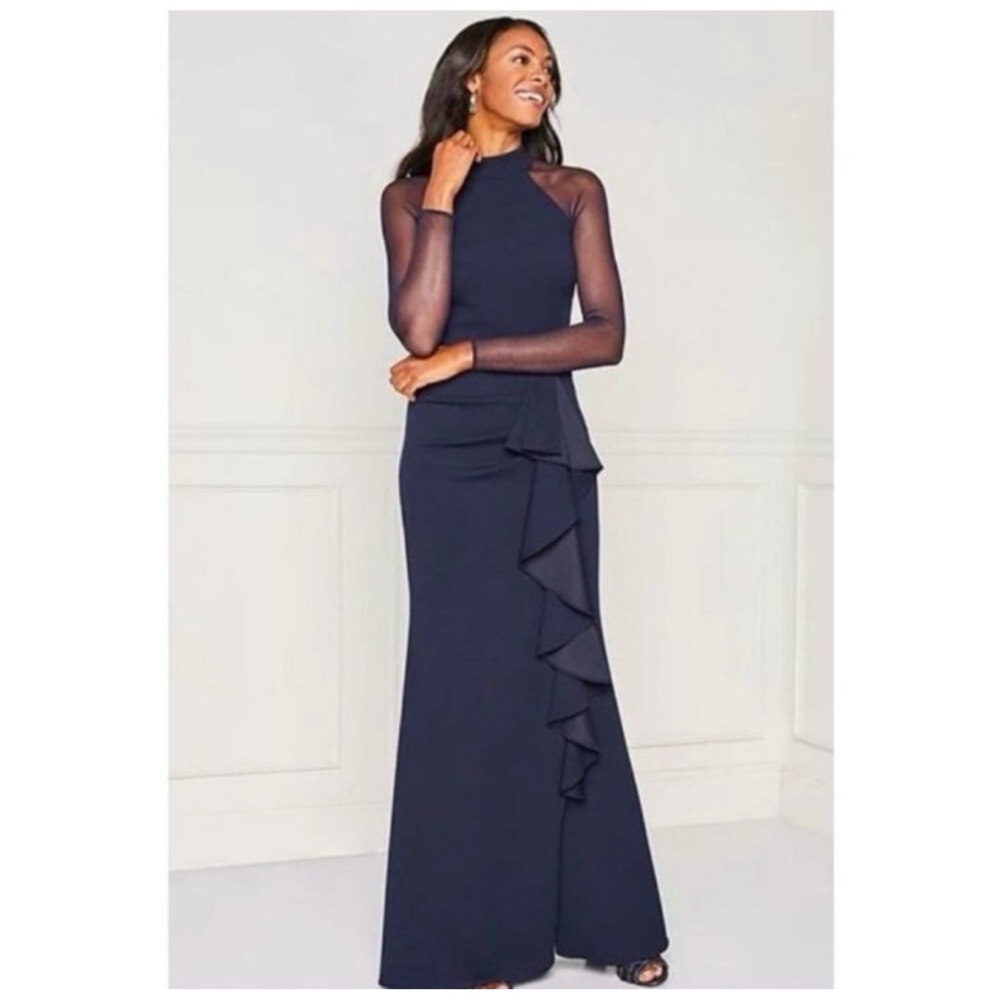 Betsy & Adam Petite 8P Navy Gown